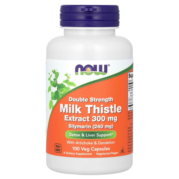 NOW Foods - Silymarin Milk Thistle with Artichoke and Dandelion Double Strength 300 mg. - 100 Vegetable Capsule(s)