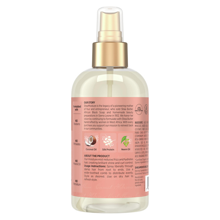 SheaMoisture Hold and Shine Moisture Mist Coconut and Hibiscus for Thick, Curly Hair for Frizz Control 8 oz