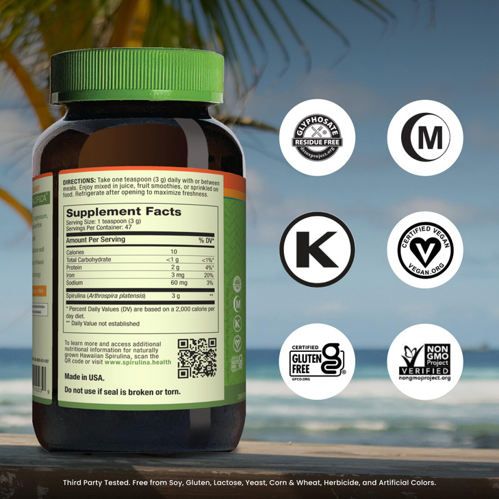 Nutrex Hawaii Pure Hawaiian Spirulina Powder - Vegan Superfood, Farm Grown in Kona, Non-GMO, Immune Support & Cellular Energy, 5 Oz