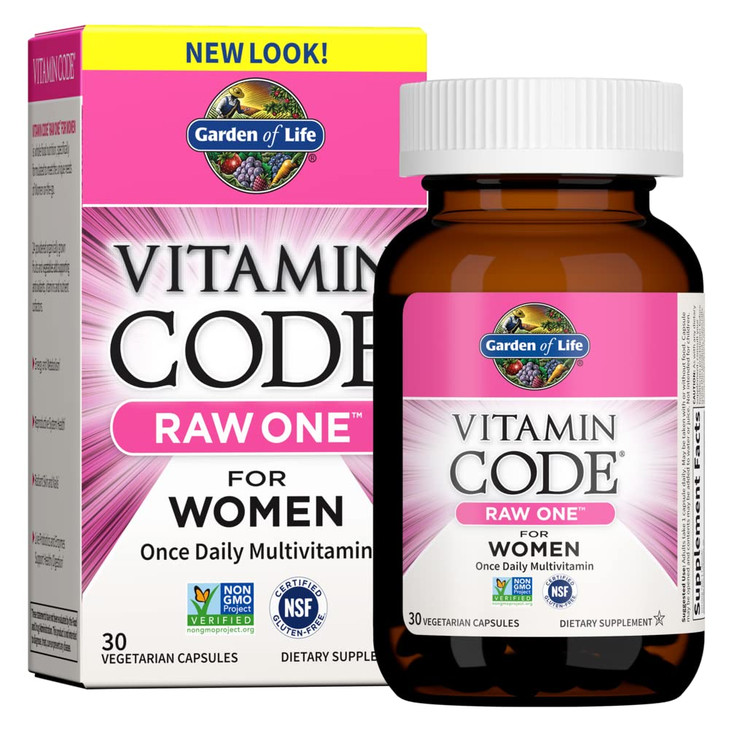Garden of Life Multivitamin for Women, Vitamin Code Raw One for Women, Once Daily Women's Multi - 30 Capsules, One a Day Vitamins Whole Food Iron, Pr