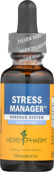 Herb Pharm Stress Manager: Adaptogenic Stress Support Tincture, Rhodiola Rosea, Holy Basil Extract, Reishi Mushroom Extract, Adrenal Function Support