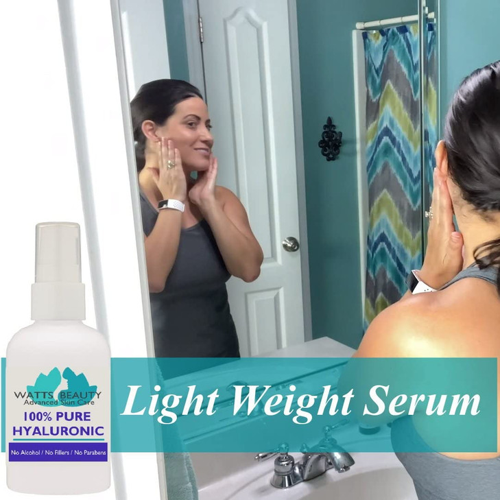 Anti Aging Wrinkle Serum of 100% Pure Hyaluronic Acid for Face and Body - No Alcohol, 2 oz