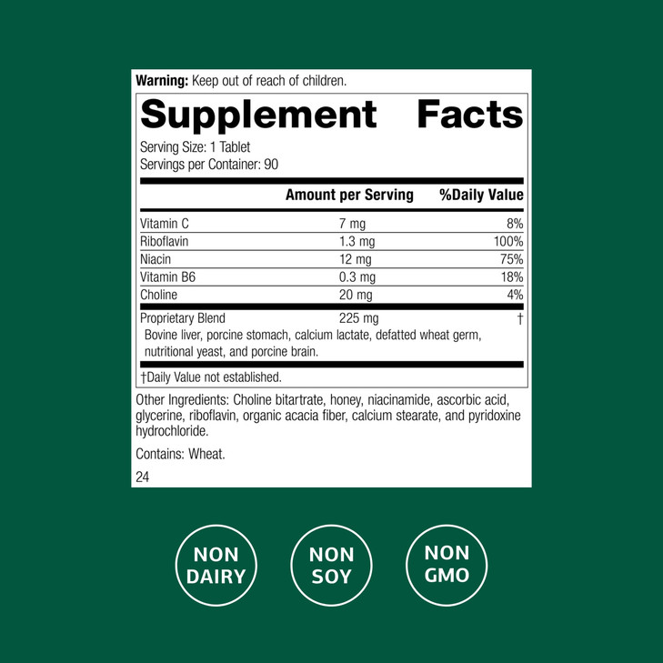 Standard Process Cataplex B2 - Support Nervous System, Brain & Nerve Health - Excellent Source of Vitamin B2 & B6 - Non-Dairy & Non-Soy - 90 Tablets