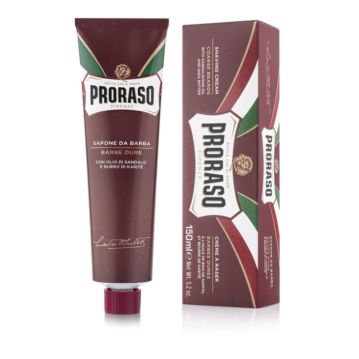 Proraso Shaving Cream - Sandalwood Oil & Shea Butter - Moisturizing & Nourishing Shave Cream for Coarse or Hard Beards - Premium Italian Shaving for