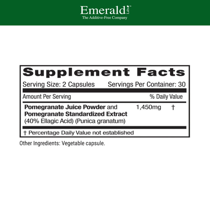 Emerald Labs Pomegranate Extract - Pomegranate Extract (40% Ellagic Acid) & Pomegranate Juice Powder for Immune Response & Heart Support* - 60 Vegeta