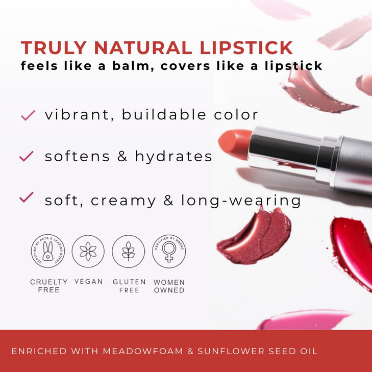 Honeybee Gardens Truly Natural Long Lasting Lipstick, Valentine, True Medium Pink, Naturally Hydrating & Nourishing, Vegan, Gluten-Free & Cruelty-Fre