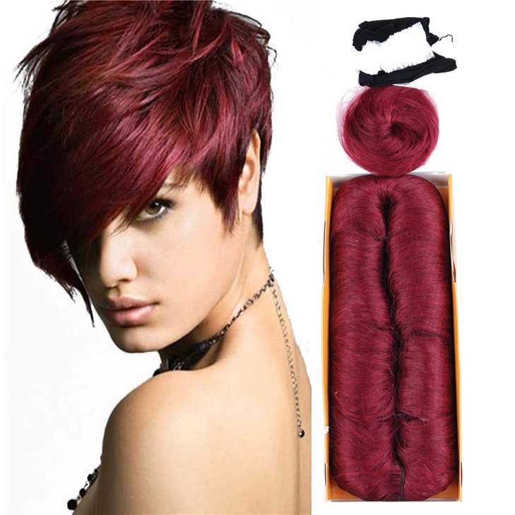 Mayloss 28 Pcs Human Hair Extensions with Top Closure Unprocessed Brazilian Curly Short Virgin Hair Weave Wavy (3" 4" 5" Mix Lenght 100g/pcs 39# Colo