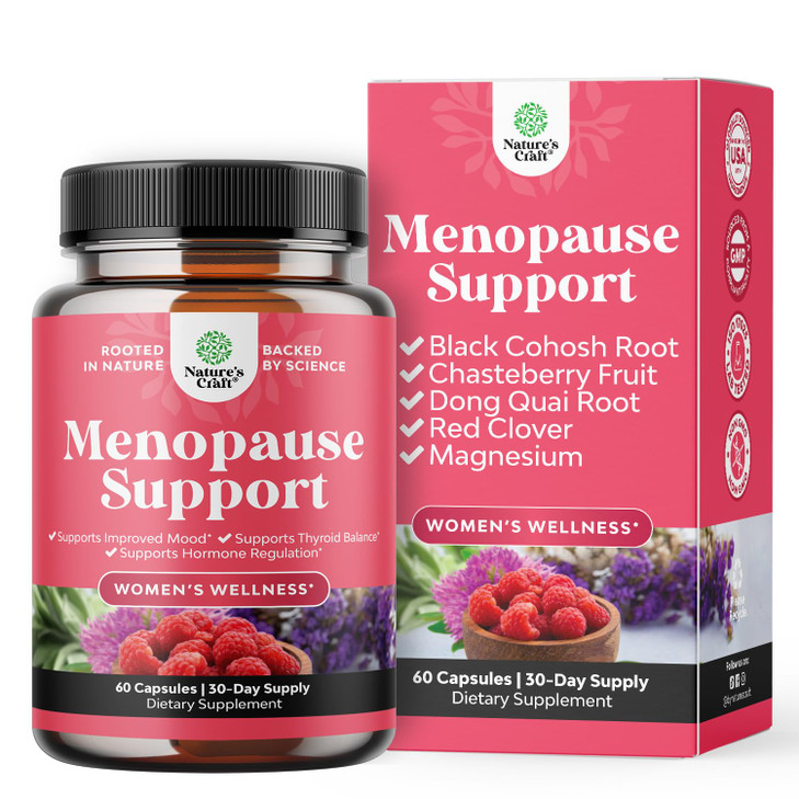 Complete Herbal Menopause Supplement for Women - Female Hormone Balance Capsules for Night Sweats Hot Flashes & Mood Swings with Dong Quai, Chaste Be