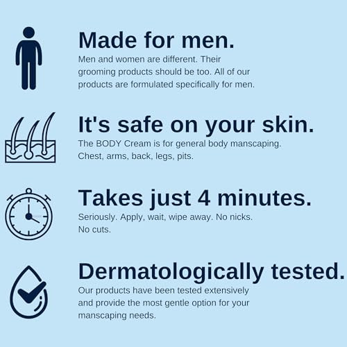 No Hair Crew Body At Home Hair Removal Cream for Manscaping Unwanted Hair with Energizing Ginseng, Premium Depilatory, Painless & Flawless, Made for