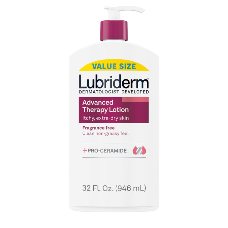 Lubriderm Advanced Therapy Fragrance-Free Moisturizing Hand & Body Lotion + Pro-Ceramide, Intense Hydration for Itchy, Extra Dry, & Sensitive Skin, N
