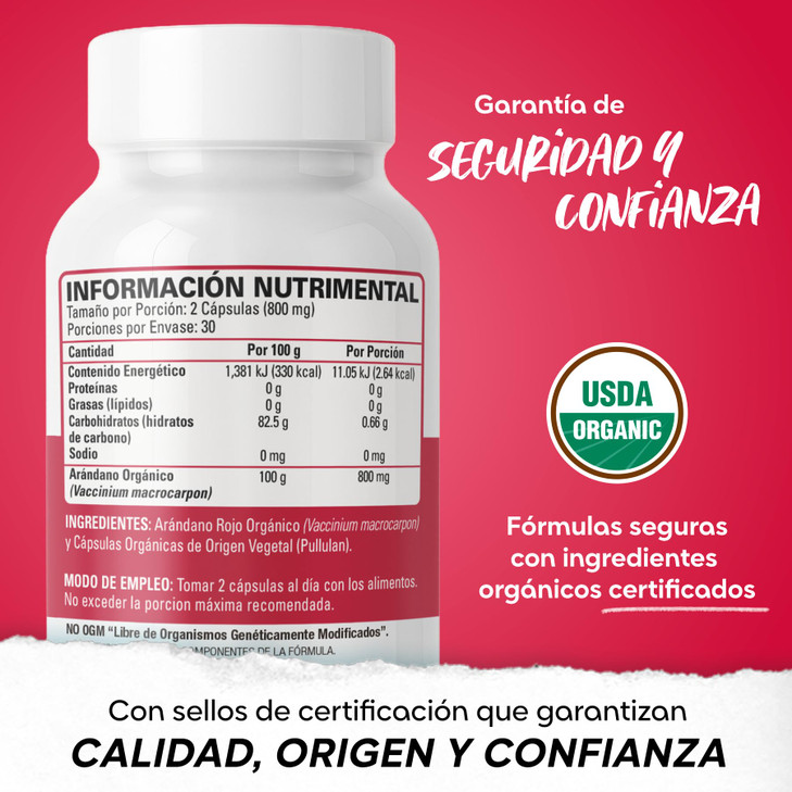 OS Organic Side - Organic Cranberry 60 Capsules - Prevention of UTI - Certified USDA - Non GMO - Vegan