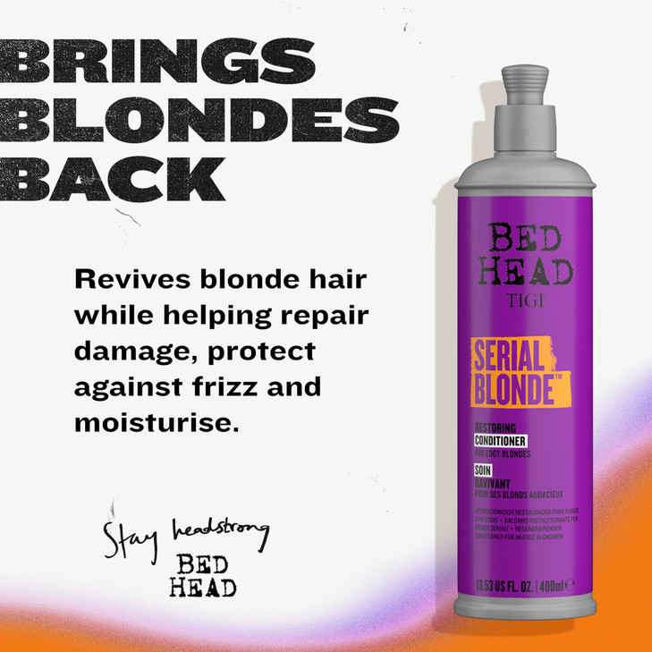 TIGI Bed Head Serial Blonde Restoring Conditioner for Damaged Blonde Hair, Hydrolyzed Keratin, 20.29 fl oz
