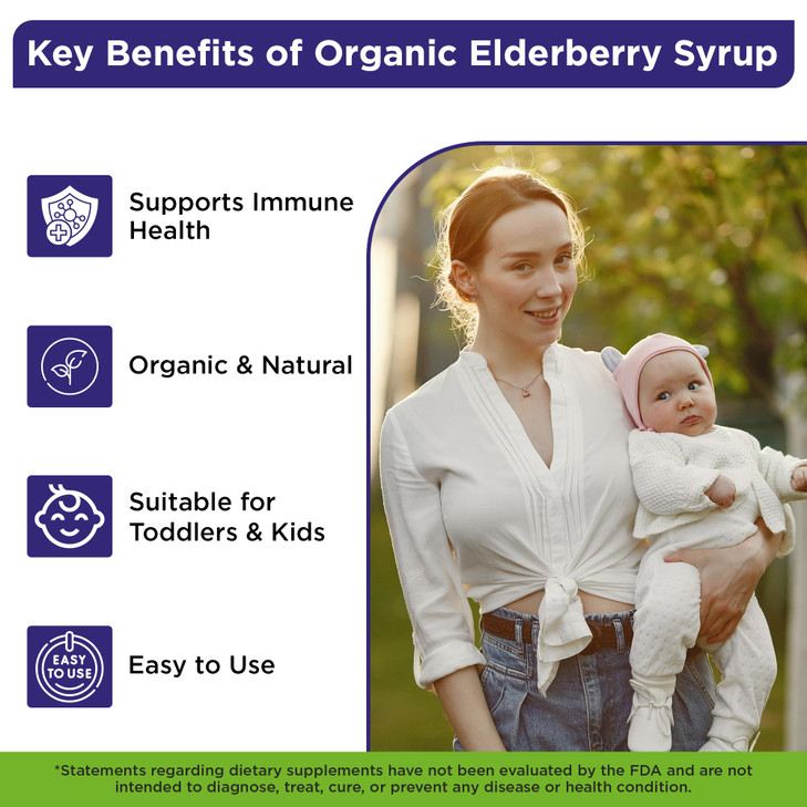 Wellements Organic Elderberry Syrup for Kids | Supports Immune Health* for Babies & Toddlers, Made with Organic Elderberry, USDA Certified Organic &