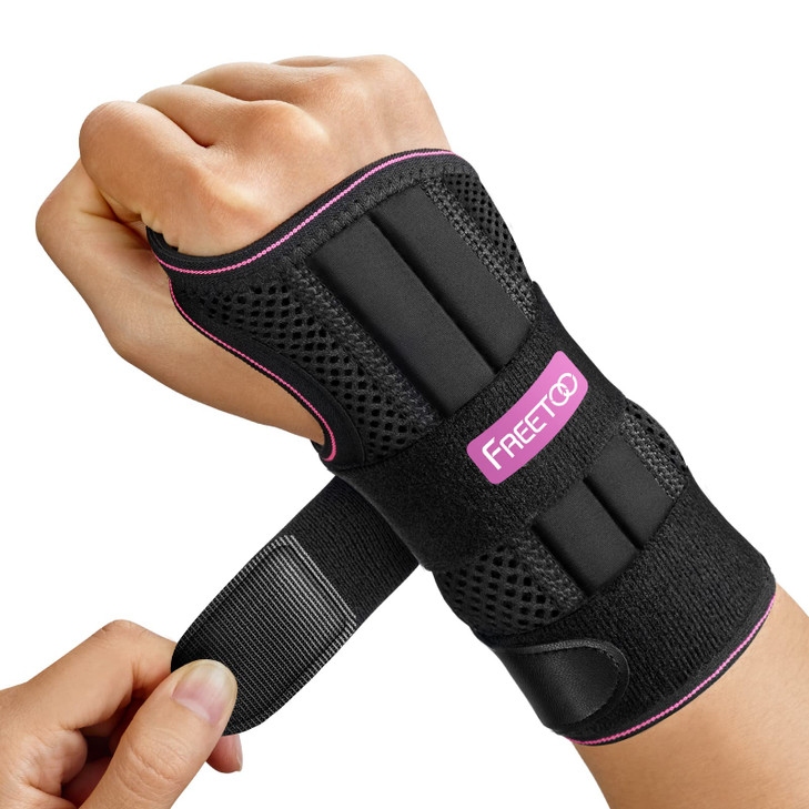 FREETOO Wrist Brace for Carpal Tunnel Relief Night Support, Maximum Support Hand Brace with 3 Stays for Women Men, Wrist Support Splint for Right Han