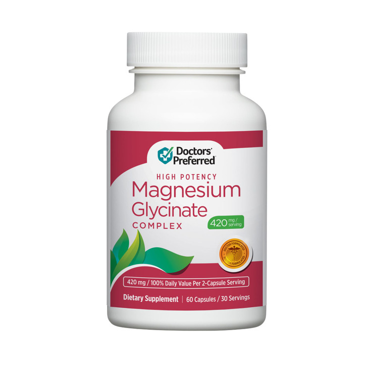 DOCTORS' PREFERRED High Potency Magnesium Glycinate Complex- Doctor-Developed Formula for Heart Health, Mood Support and More | 420 mg per Serving |