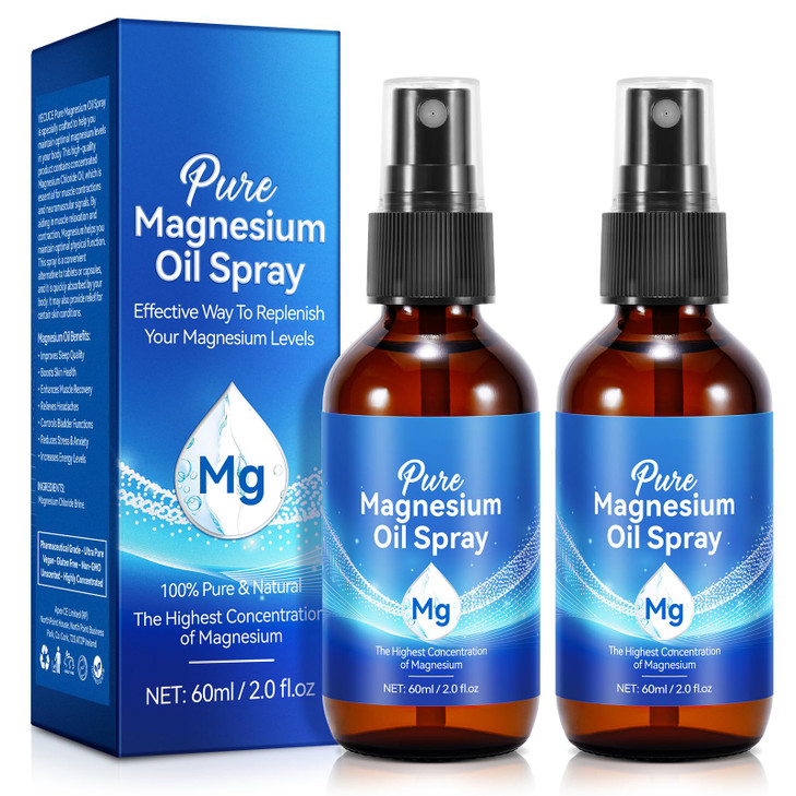 Pure Magnesium Oil Spray,Topical Spray-Made with Concentrated Pure Magnesium Chloride Oil 4 fl oz