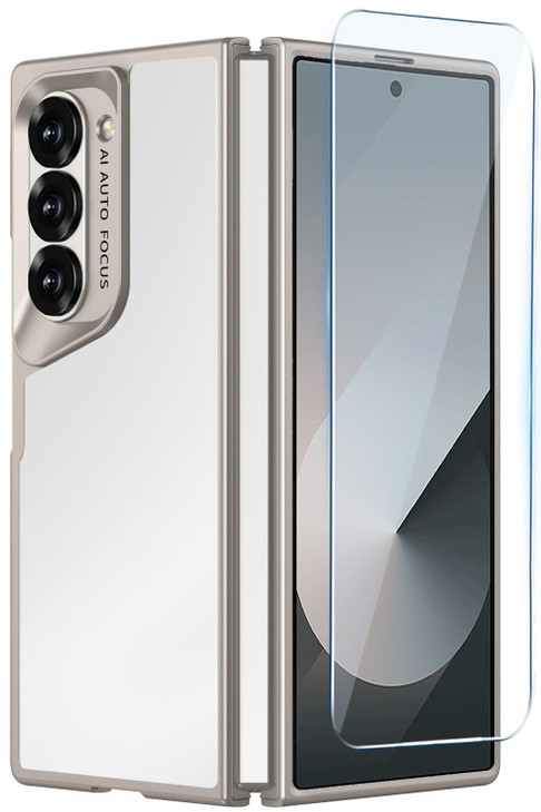 Wibrthz Clear Case for Samsung Galaxy Z Fold 6, Slim Fit Hard PC Case with Front Screen Protector, Anti-Yellowing Translucent Back Anti-Scratch Shock