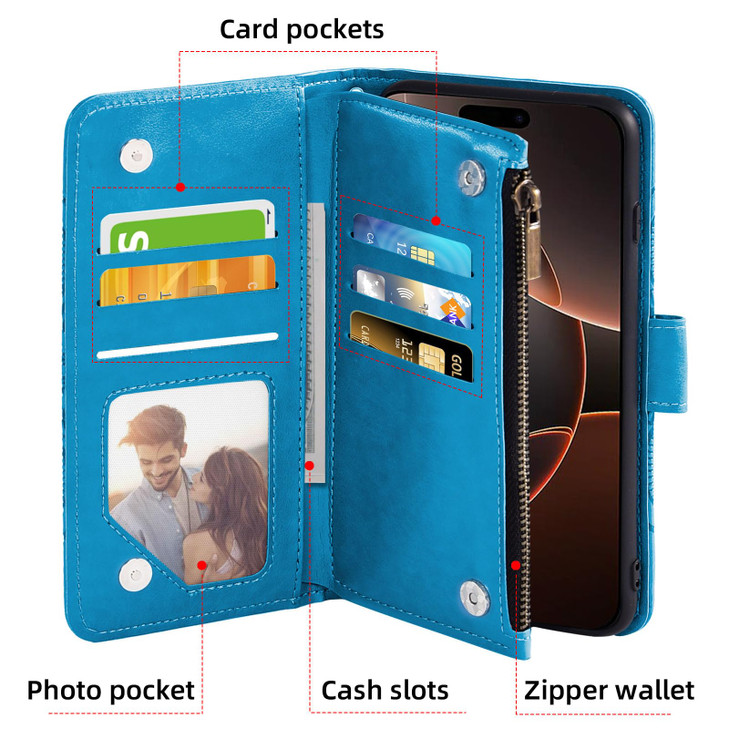 Asuwish Compatible with iPhone 16 Pro 6.3 inch Wallet Case and Tempered Glass Screen Protector Flower Leather Flip Card Holder Cell Accessories Phone