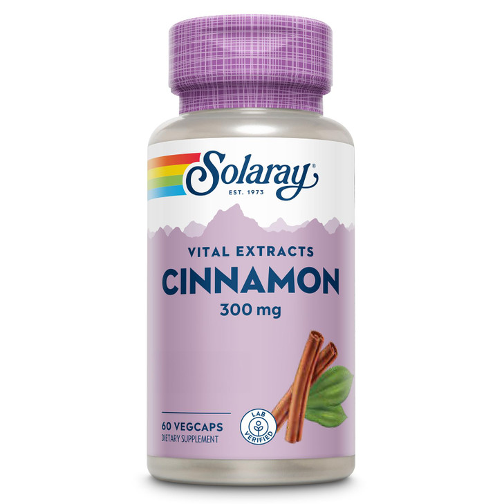 SOLARAY Cinnamon Extract 300mg - Cinnamon Supplements for Balance - Herbal Support with 24mg Flavonoids - Lab Verified, Gluten Free, 60-Day Guarantee