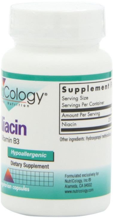 Nutricology Niacin Supplement - Vitamin B3 for Men & Women, Niacin with Flush, Nicotinic Acid, NAD, 250mg Vegetarian Capsules - 90 Count