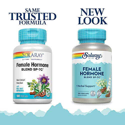 SOLARAY Female Hormone Blend SP-7C, Herbal Blend Includes Black Cohosh, Dong Quai, Passion Flower, Saw Palmetto, Wild Yam & More 180 VegCaps