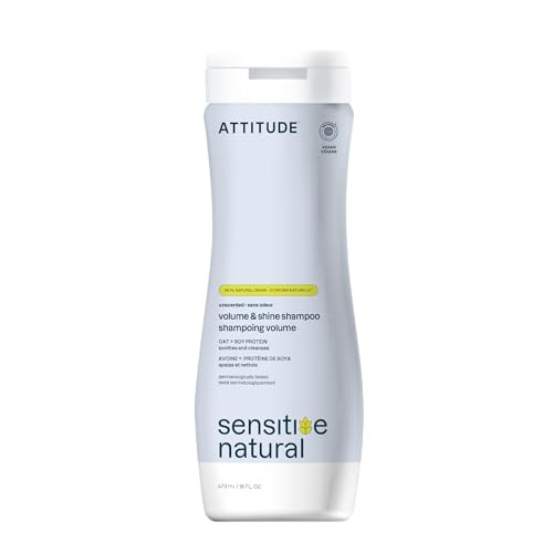 ATTITUDE Hair Shampoo for Sensitive Dry Scalp, EWG Verified, Soothing Oat, For Thin Hair, Naturally Derived Ingredients, Vegan and Plant-Based, Volum