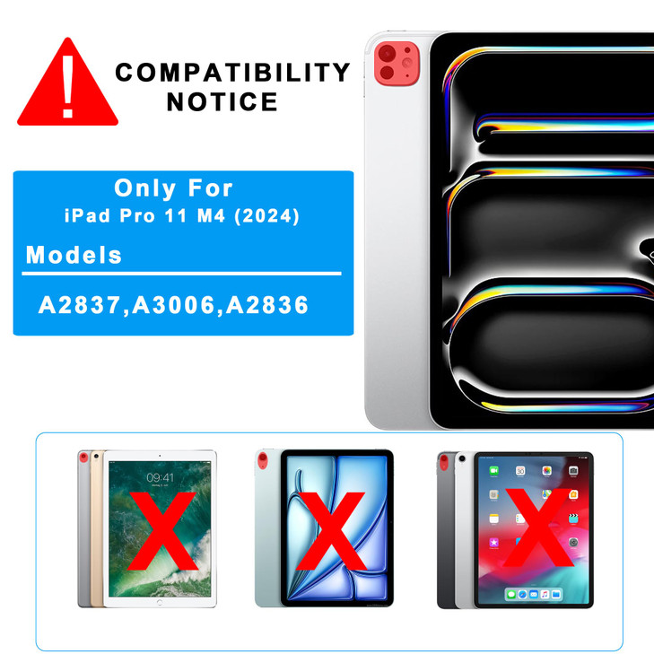 for iPad Pro 11-inch (M4) 2024 Case with Detachable Keyboard : DIY 3-Zone 7 Color Backlight Tablet Keyboard Cases with Touchpad - 11" iPad Pro 2024 (