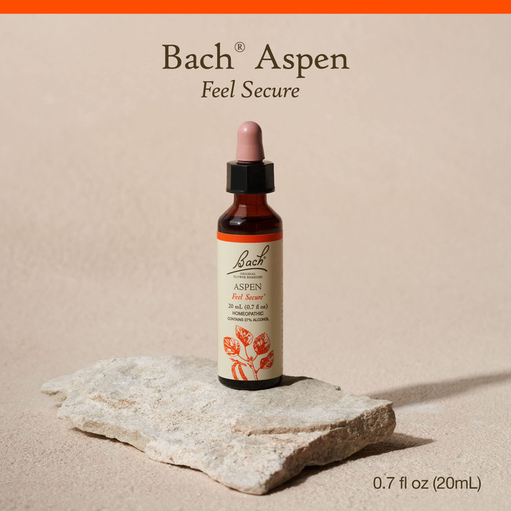 Bach Original Flower Remedies, Aspen - Feel Secure - Natural Homeopathic Flower Essence for Emotional Balance - Vegan, Gluten Free, Sugar Free - 20mL