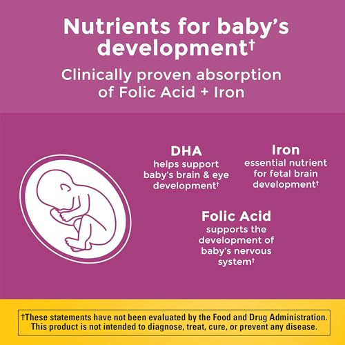 Nature Made Prenatal Vitamins for Women with Folic Acid + DHA, Prenatal Vitamin and Mineral Supplement for Daily Nutritional Support, 90 Softgels, 90