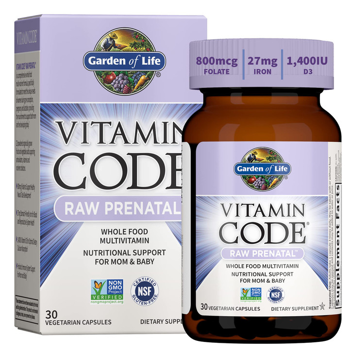 Garden of Life Prenatal Multivitamin for Women with Iron, Folate & Vitamin C and D3 for Neural Development & Probiotics for Immune Support  Vitamin