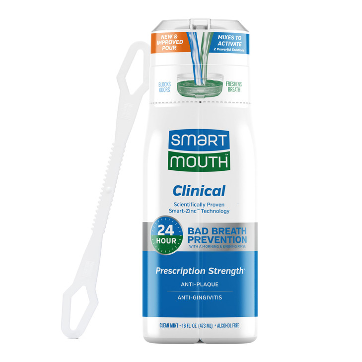 SmartMouth DDS Activated Clinical Mouthwash with Tongue Cleaner - for Fresh Breath - Clinical Strength Mouthwash for Gum Health, Gingivitis & More -
