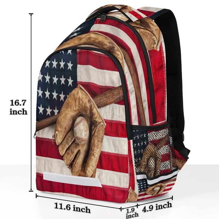 YPPAHHHH Vintage Ball Baseball American Flag Backpack for School Girls Boys Kids School Backpack Elementary Students Bookbag Laptop Daypack with Ches