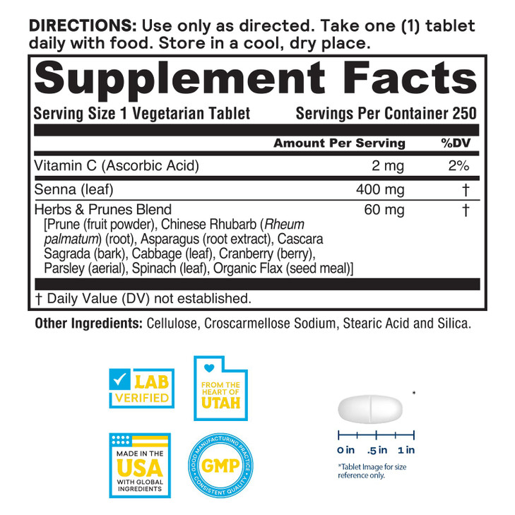 Nature's Life Herbs & Prunes - Herbal Supplements w/ 400mg Senna Leaves - Daily Wellness Support w/Prune, Cascara Sagrada, Organic Flax Seed Meal - V