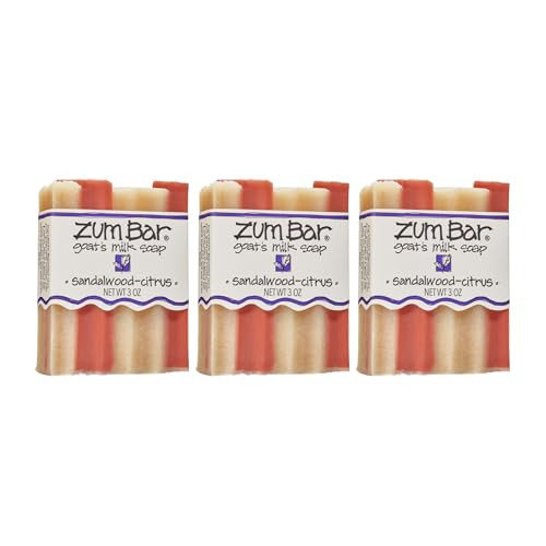 Zum Indigo Wild Goat's Milk Soap Bar - Bar Soap for Hands & Body Made with Essential Oils - 3 oz - Sandalwood Citrus (3 Pack)