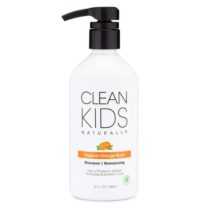 Clean Kids Naturally Tropical Shampoo- EWG Verified, All-Natural, Coconut-free, Gluten-free, Vegan, and Cruelty-free, Paraben-Free (16 Fl Oz, Orange
