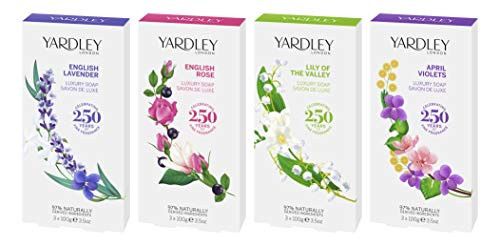 Yardley April Violets Luxury Bar Soap Set for Women, 3 Count