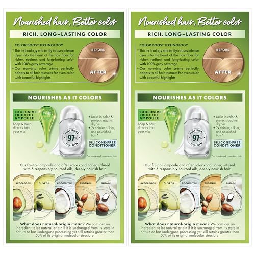 Garnier Nutrisse Ultra Crème Hair Color, Permanent Hair Dye with 100% Gray Coverage, Vegan & Cruelty-Free, 93 Light Golden Blonde (Honey Butter), 2 C