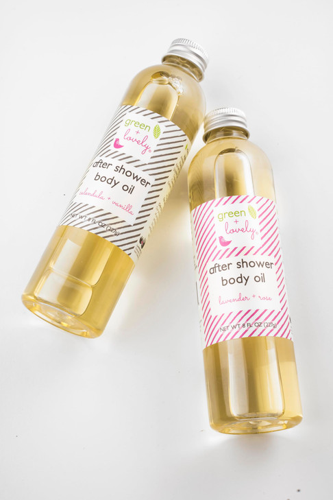 Green + Lovely Body Oil Moisturizer After Shower Premium Certified Organic Moisture For Dry Skin Vitamin E Moisturizing Baby Oils, 8 Fl Oz (8 Fl Oz B