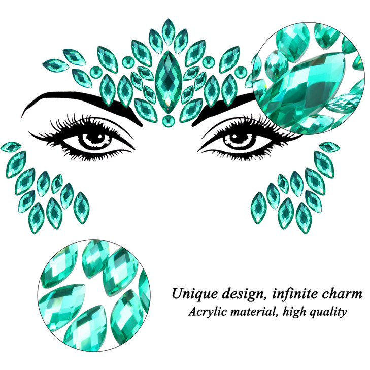 SIQUK 20 Sets Face Jewels Mermaid Face Gems Rave Face Jewel Rhinestones Face Crystal Face Stickers Jewels Gems Eye Jewels for Festival Rave Carnival
