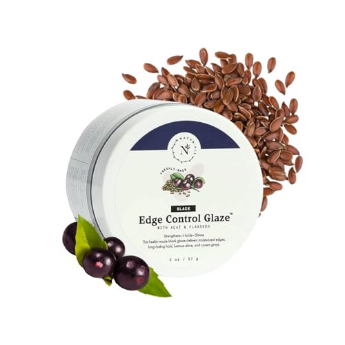 NaturAll Black Edge Control Gel  Acai & Flaxseed Infused Medium Hold Booster & Fixer for Thin Hair Edges 2 Oz.