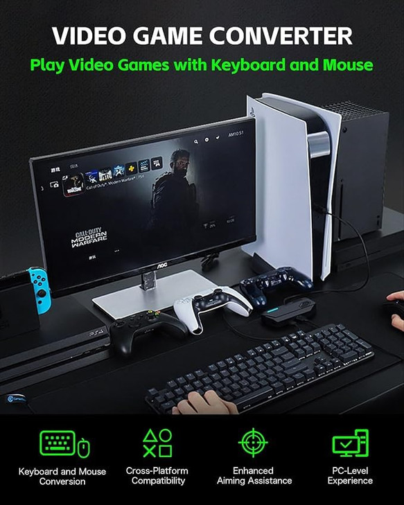 AIMZENIX Keyboard and Mouse Adapter Compatible with N-Switch, Xbox Series X/S, Xbox 360,PS4, NS2 Compatible Custom Key Mapping, Comes with Instructio