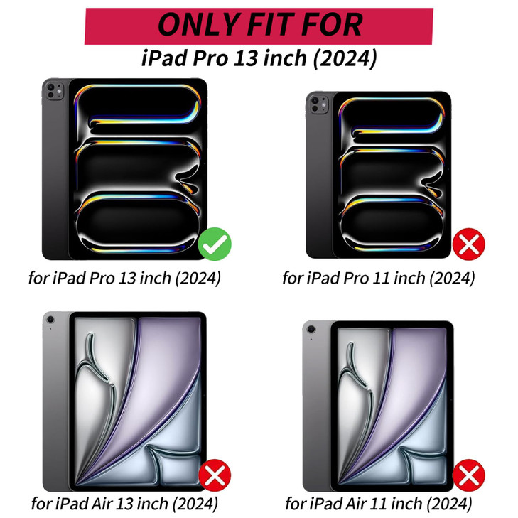 BFSEROBJ for iPad Pro 13 inch Case 2024 (M4) Lightweight Adjustable Stand Smart Protective Cover with Auto Wake/Sleep Tablet Case for iPad Pro 13 inc