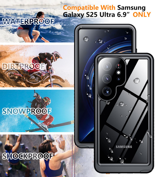 Temdan Designed for Samsung Galaxy S25 Ultra Case Waterproof, Built-in Lens & Screen Protector Military Grade Shockproof Dropproof IP68 Underwater Fu