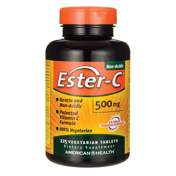 Ester-C American Health Vitamin C 500 mg Coated Tablets, Immune System Booster, Stomach-Friendly Supplement, 225 Count