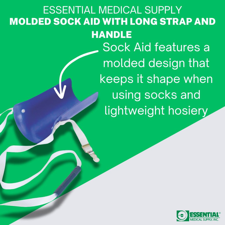 Essential Medical Supply Deluxe Hard Plastic Sock and Stocking Donner Aid - Easy No Bend Sock Helper Device for Seniors and Those with Limited Mobili