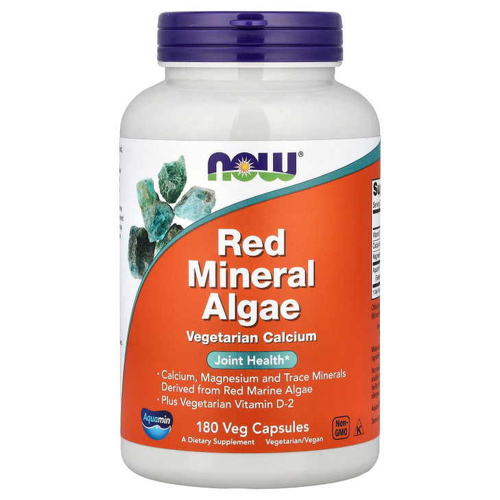 NOW Foods - Red Mineral Algae Vegetarian Calcium - 180 Vegetarian Capsules