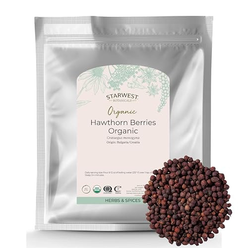 Starwest Botanicals Organic Hawthorn Berries Whole - Dried Loose Leaf Herb for Tea, Jam, & Herbal Extracts, Natural Digestion Support, Certified Kosh