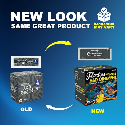 Dynarex Vitamins A&D Ointment Without Lanolin - Vitamin A and D Ointment Protectant For Minor Cuts, Burns, Diaper Rash & Dry Skin - 1 Box - 144 Packe