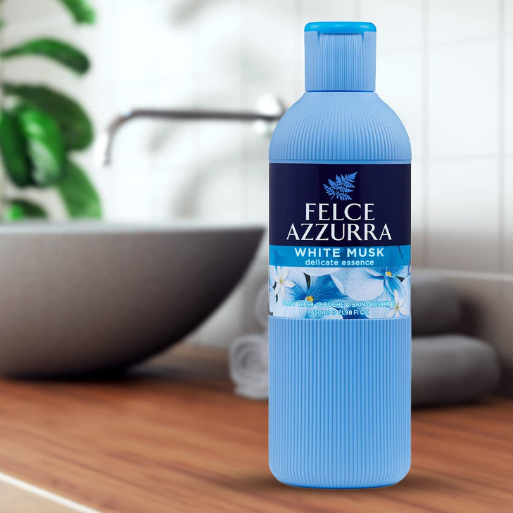 Felce Azzurra White Musk - Delicate Essence Body Wash - Fresh And Clean Fragrance - Naturally Moisturized And Scented Skin - Becomes A Soft Touch On