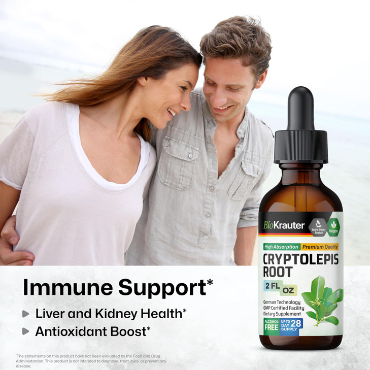 BIO KRAUTER Cryptolepis Sanguinolenta Extract - Vegan Cryptolepis Tincture for Immune Support - Alcohol & Sugar Free - 2 Fl.Oz.